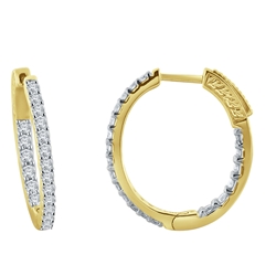 Yellow Gold Diamond Accented Hoop Earrings (1.00 CT DIA) 