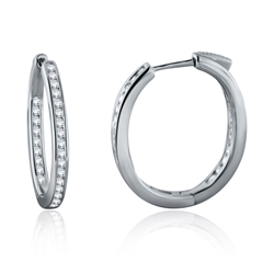 White Gold Diamond Accented Hoop Earrings (1.00 CT DIA) 