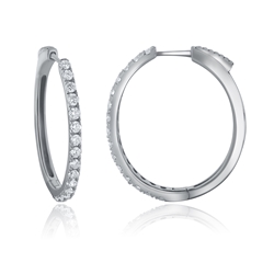 White Gold Diamond Accented Hoop Earrings (1.00 CT DIA) 