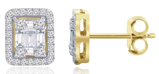 Yellow Gold Emerald Cut Diamond Stud Earrings (0.56 CT DIA) 