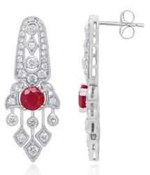 Royal Diamond Chandelier Earrings with Round Cut Ruby (1.5 CT RBY and 1.11 CT DIA) 