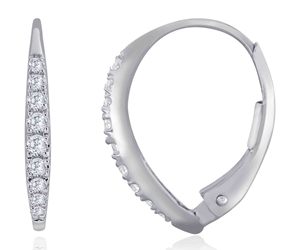 White Gold Oval Hoop Diamond Earrings (0.18 CT DIA) 