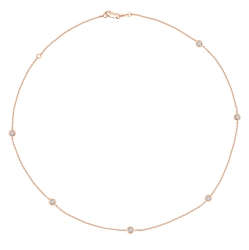 Yellow Gold Round Cut Diamond Strand Necklace (0.25 CT DIA) 