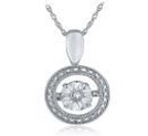 Silver Diamond Circular Frame Pendant (0.02 CT DIA) 