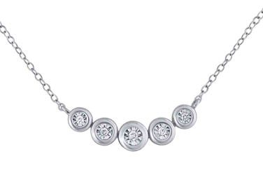 White Gold Bezel Set Diamond Pendant (0.10 CT DIA) 