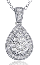 Teardrop Diamond Cluster Pendant (0.50 CT DIA) 