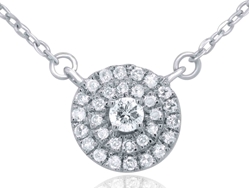 Double Halo Disc Diamond Cluster Pendant (0.15 CT DIA) 