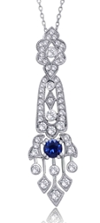 Royal Diamond Chandelier Pendant with Round Cut Sapphire (0.75 CT SAP and 0.7 CT DIA) 