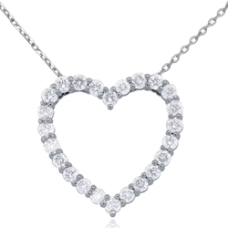 White Gold Diamond Outline Heart Pendant (1.00 CT DIA) 