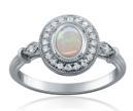 Oval Opal and Diamond Engagement Ring (0.35 CT OPAL and 0.15 DIA CT) 