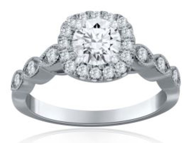 White Gold Halo Diamond Engagement Ring (1.39 CT DIA)  