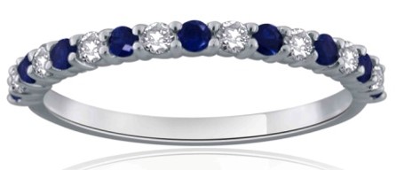 White Gold Sapphire and Diamond Wedding Band (0.18 CT SAP and 0.3 CT DIA) 