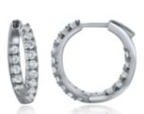 White Gold Diamond Accented Hoop Earrings (1.50 CT DIA) 