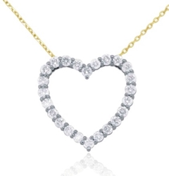 Yellow Gold Diamond Outline Heart Pendant (1.00 CT DIA) 