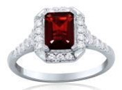 Yellow Gold Emerald Cut Garnet Engagement Ring with Diamonds (2.40 CT GRT and 0.33 CT DIA) 