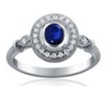 Oval Sapphire and Diamond Engagement Ring (0.65 CT SAP and 0.15 CT DIA) 