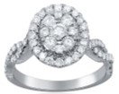 Oval Halo Diamond Cluster Engagement Ring (1.00 CT DIA) 